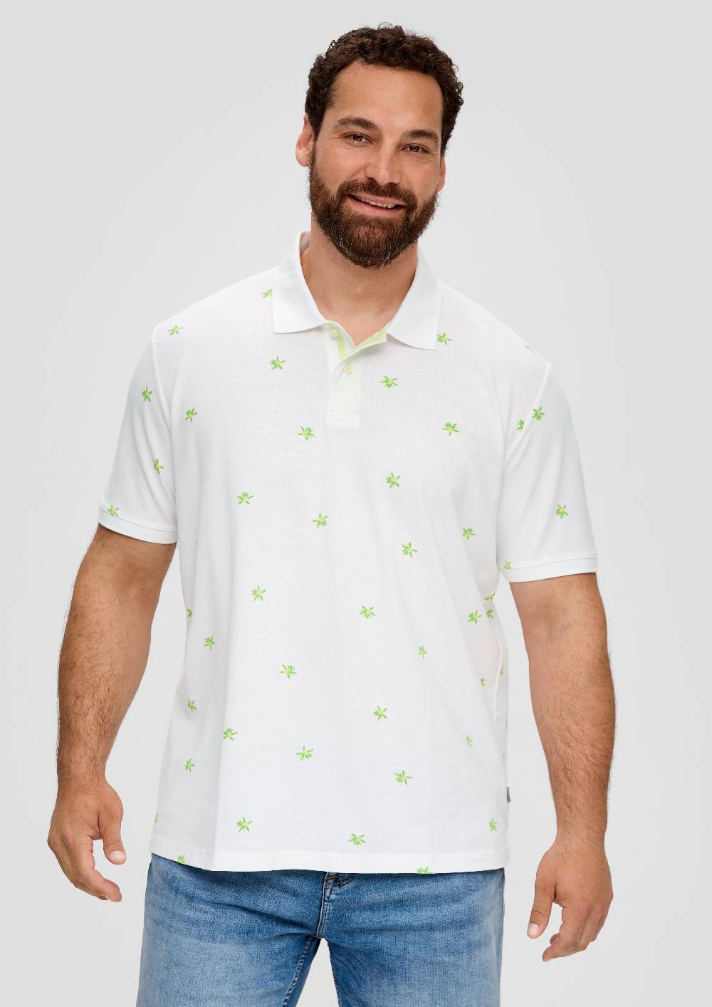 S.Oliver Poloshirt Mit All-over-Print Und Kontrast-Details