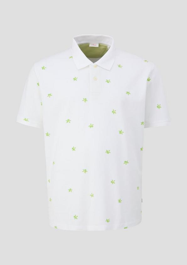 s.Oliver Poloshirt mit All-over-Print und Kontrast-Details