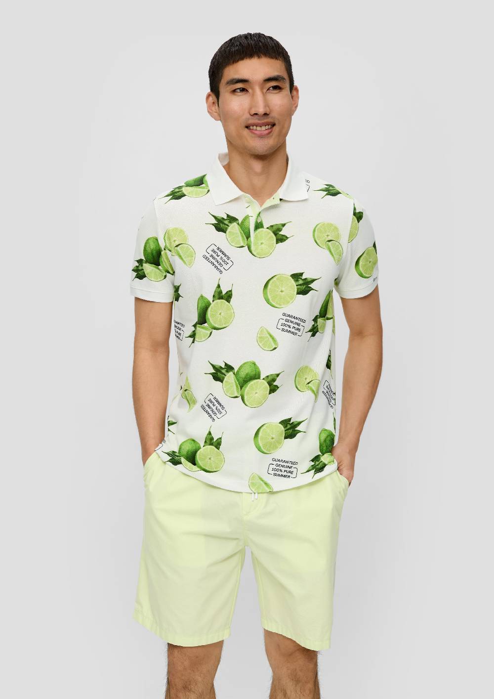 S.Oliver Poloshirt Mit All-over-Print Und Kontrast-Details