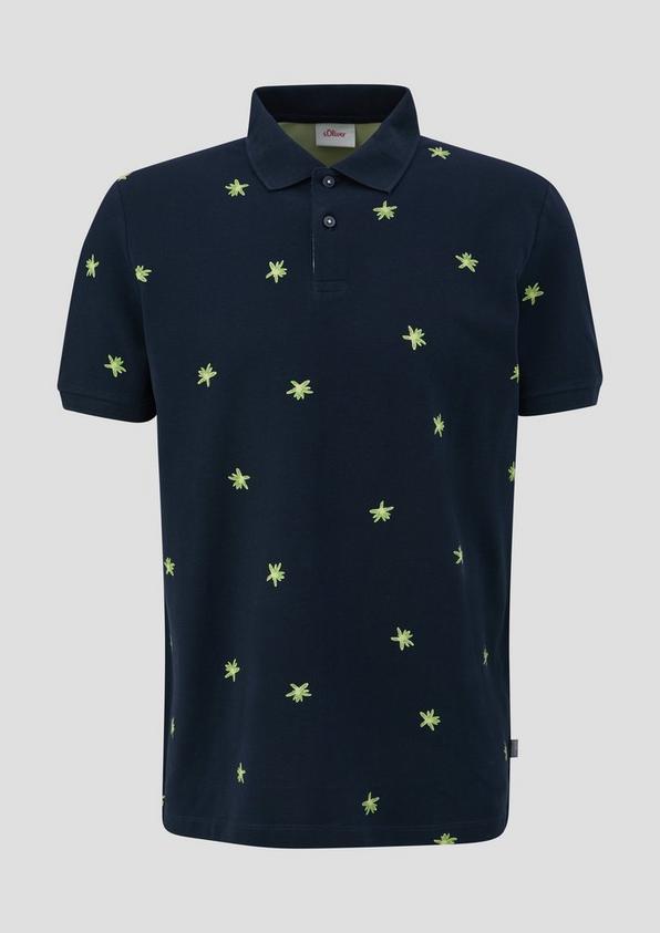 s.Oliver Poloshirt mit All-over-Print und Kontrast-Details