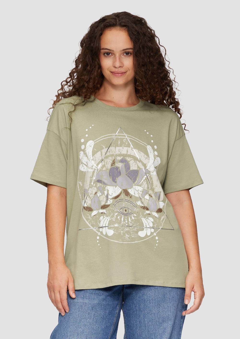 S.Oliver Print-T-Shirt Mit überschnittenen Schultern