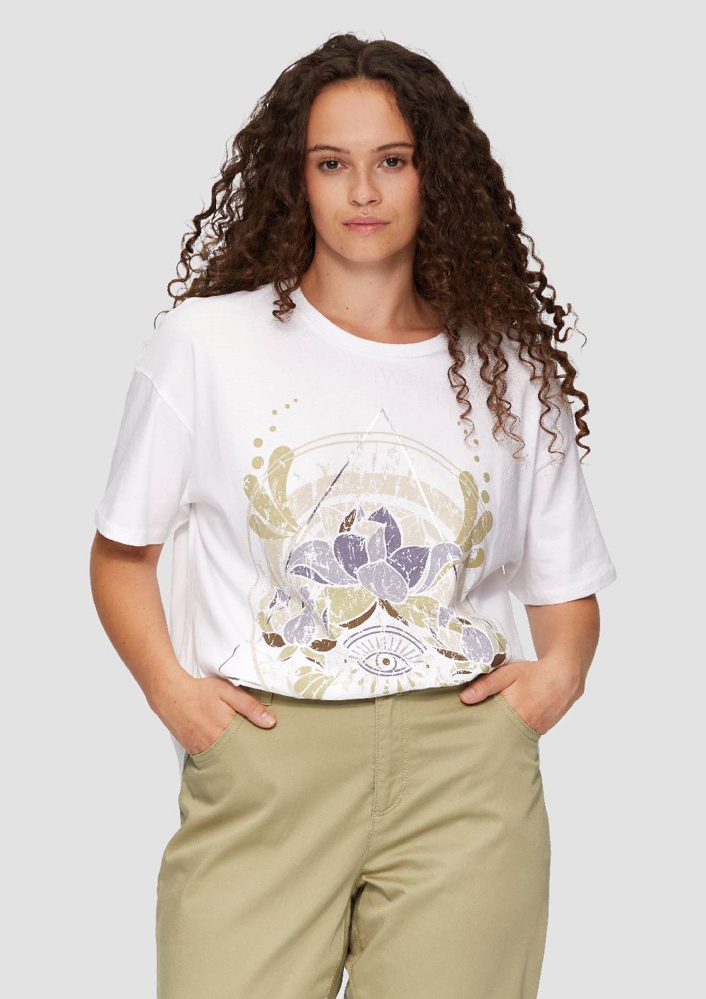 S.Oliver Print-T-Shirt Mit überschnittenen Schultern