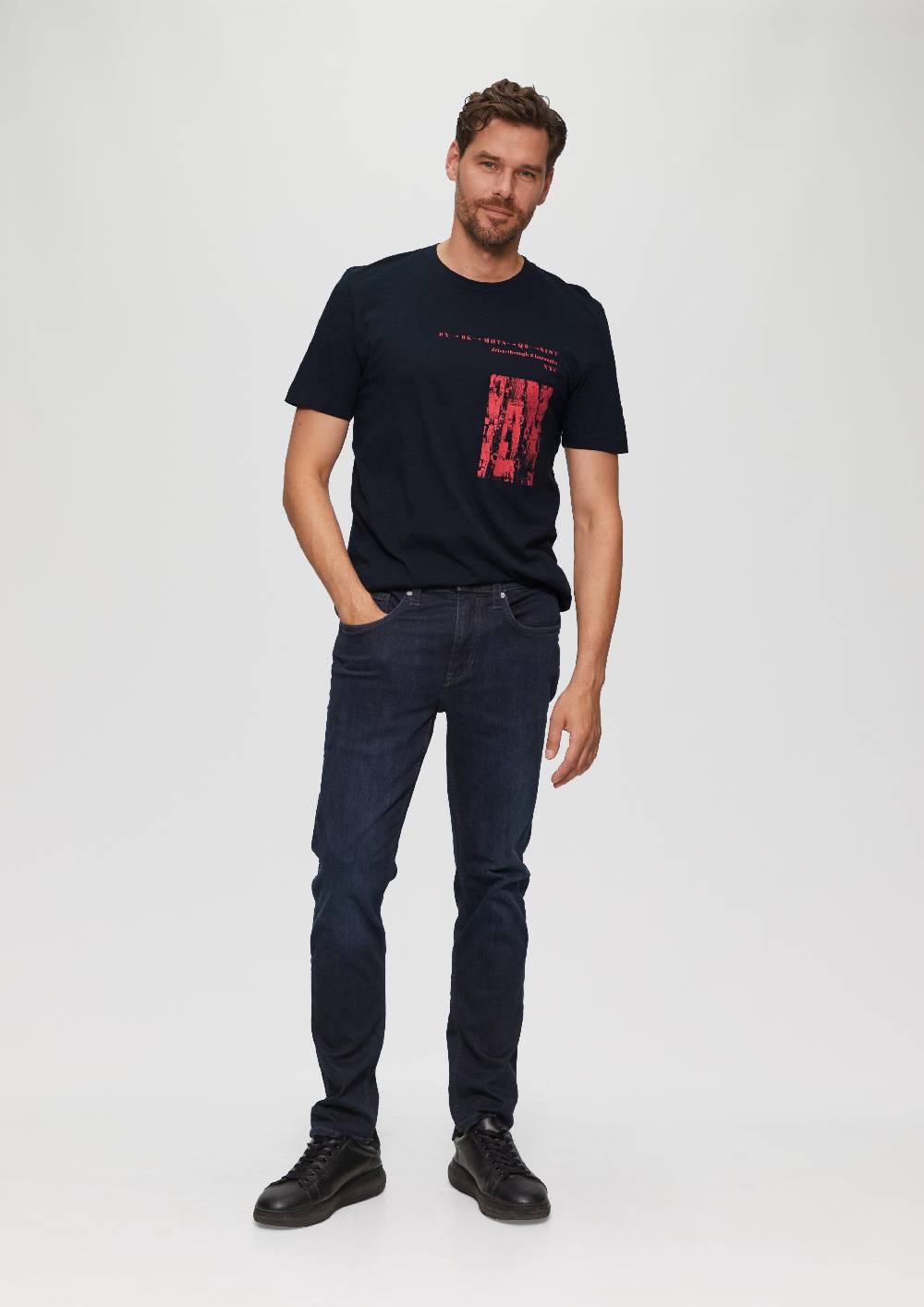 S.Oliver Printshirt Aus Baumwolle Mit Flammgarnstruktur