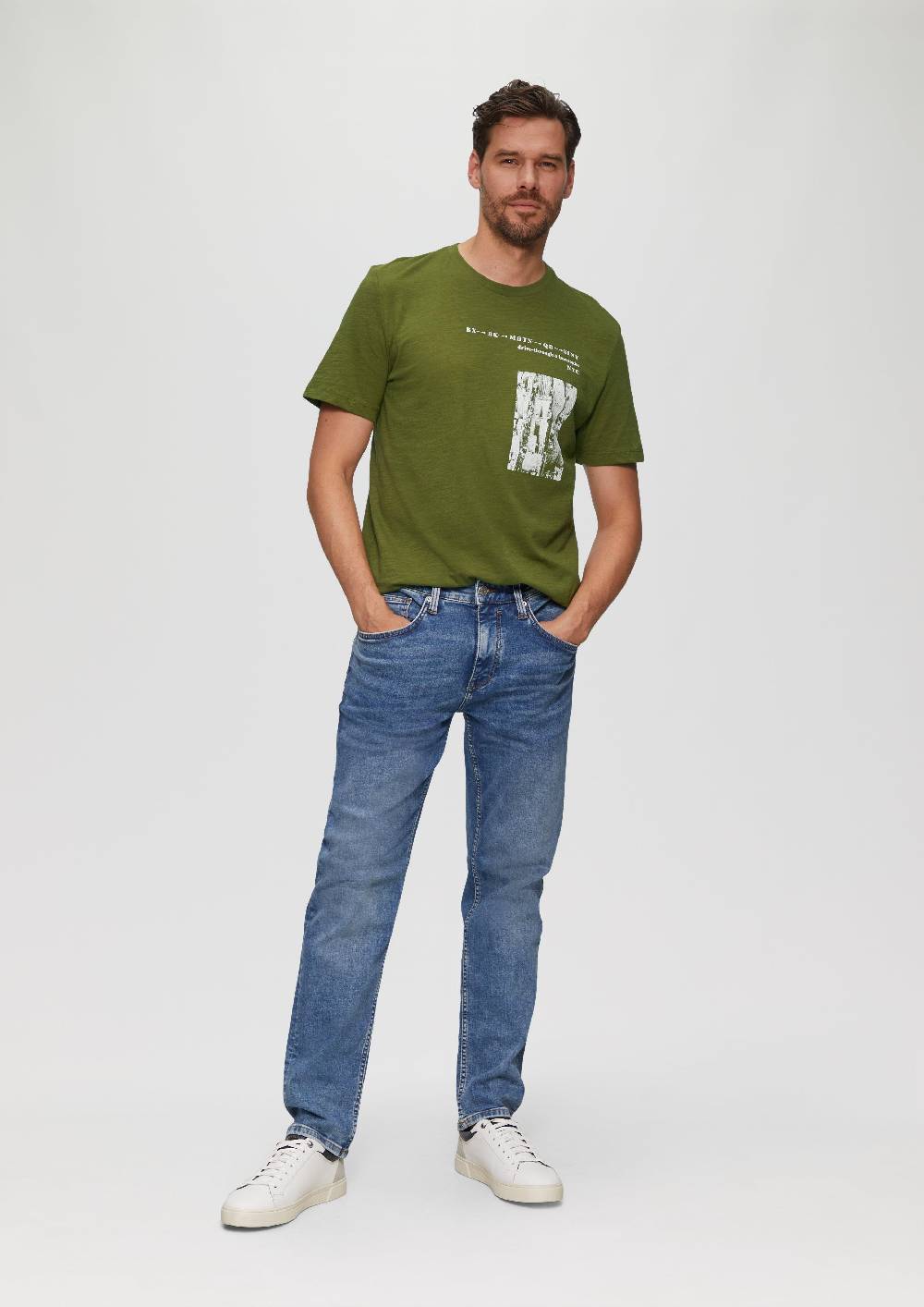 S.Oliver Printshirt Aus Baumwolle Mit Flammgarnstruktur