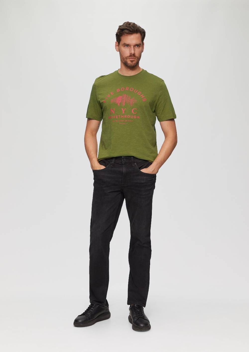 S.Oliver Printshirt Aus Baumwolle Mit Flammgarnstruktur