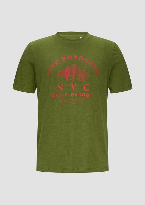 s.Oliver Printshirt aus Baumwolle mit Flammgarnstruktur