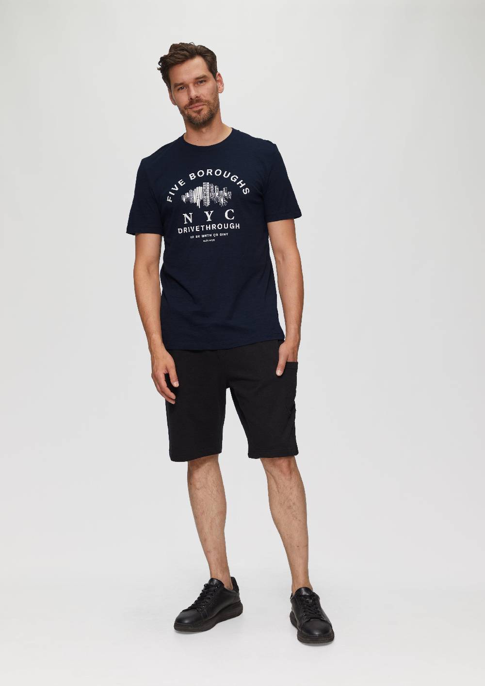 S.Oliver Printshirt Aus Baumwolle Mit Flammgarnstruktur