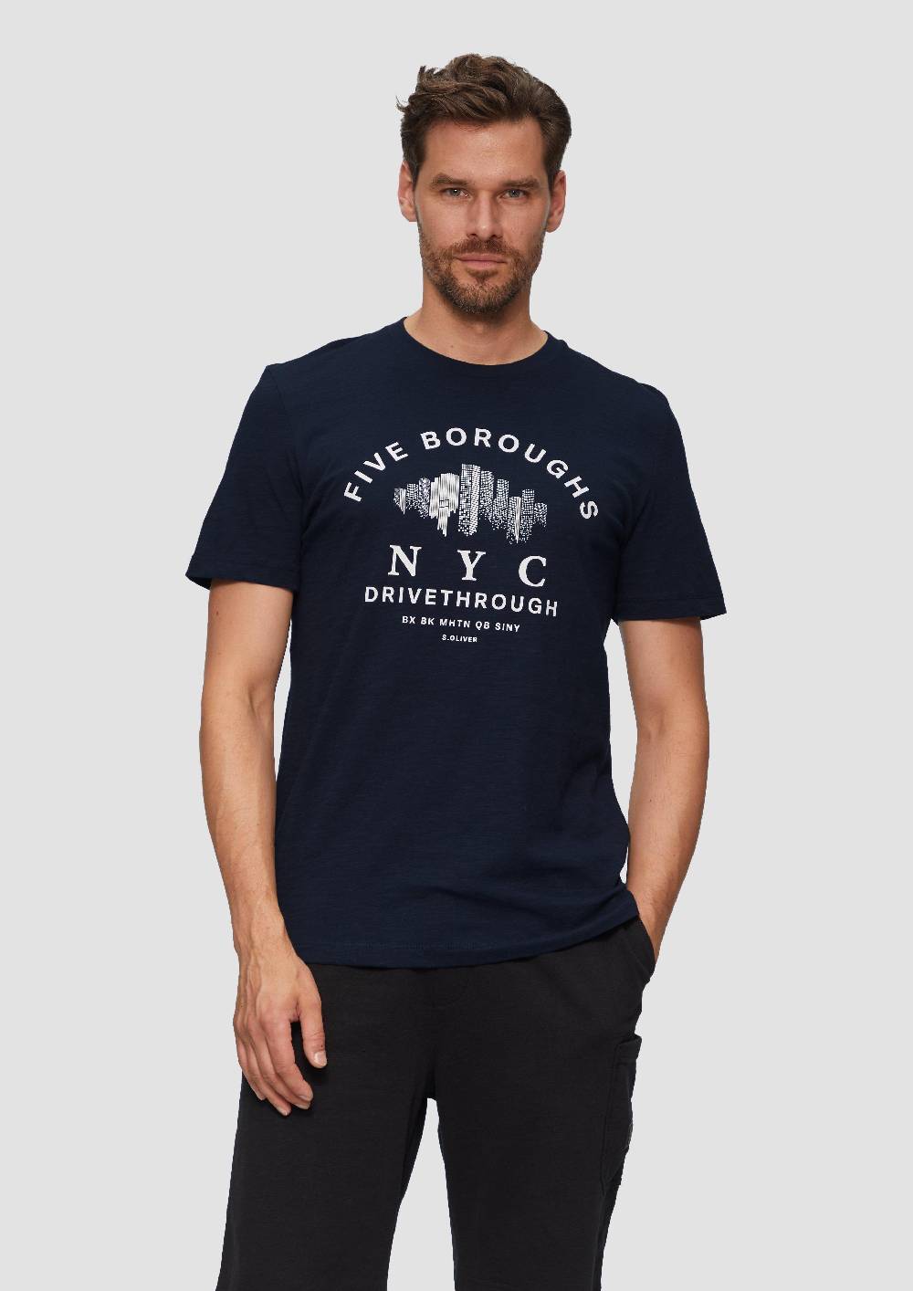 S.Oliver Printshirt Aus Baumwolle Mit Flammgarnstruktur