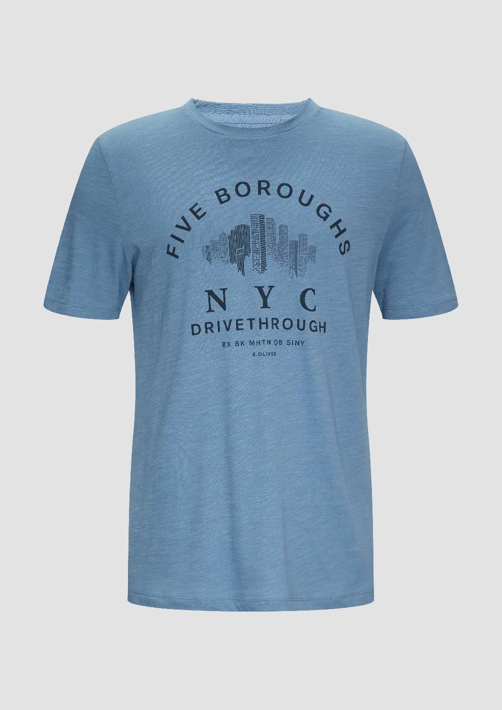 S.Oliver Printshirt Aus Baumwolle Mit Flammgarnstruktur