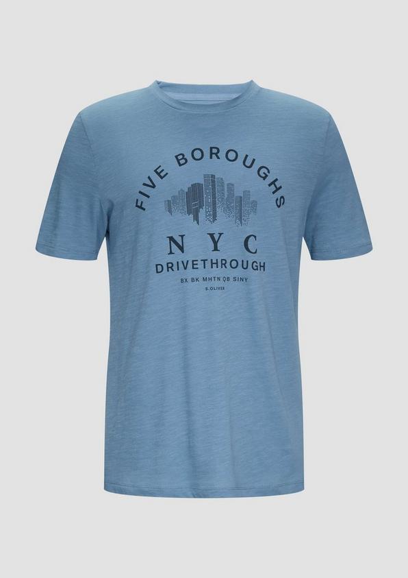 s.Oliver Printshirt aus Baumwolle mit Flammgarnstruktur