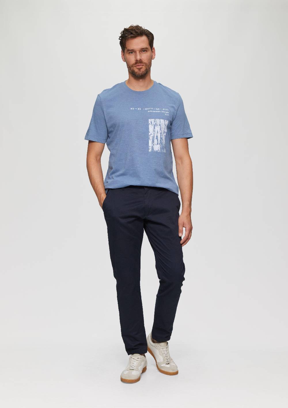 S.Oliver Printshirt Aus Baumwolle Mit Flammgarnstruktur