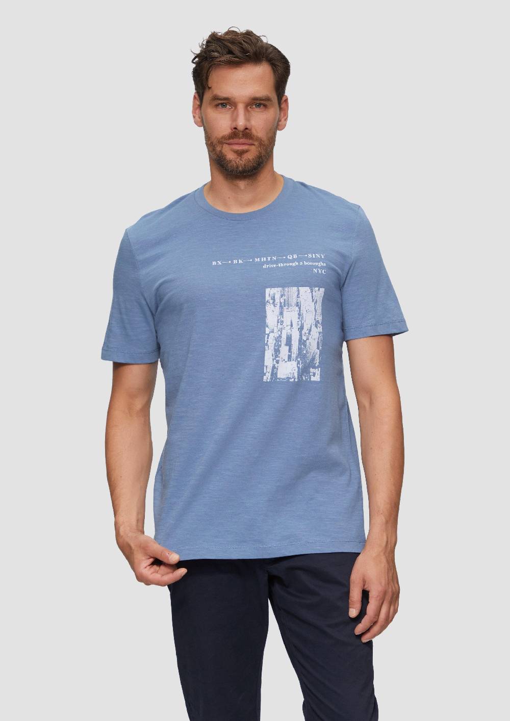 S.Oliver Printshirt Aus Baumwolle Mit Flammgarnstruktur