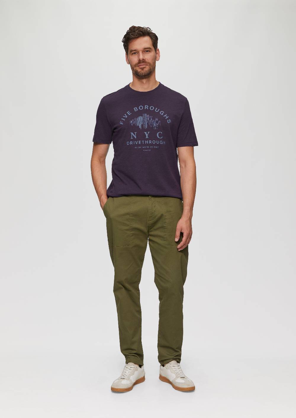 S.Oliver Printshirt Aus Baumwolle Mit Flammgarnstruktur