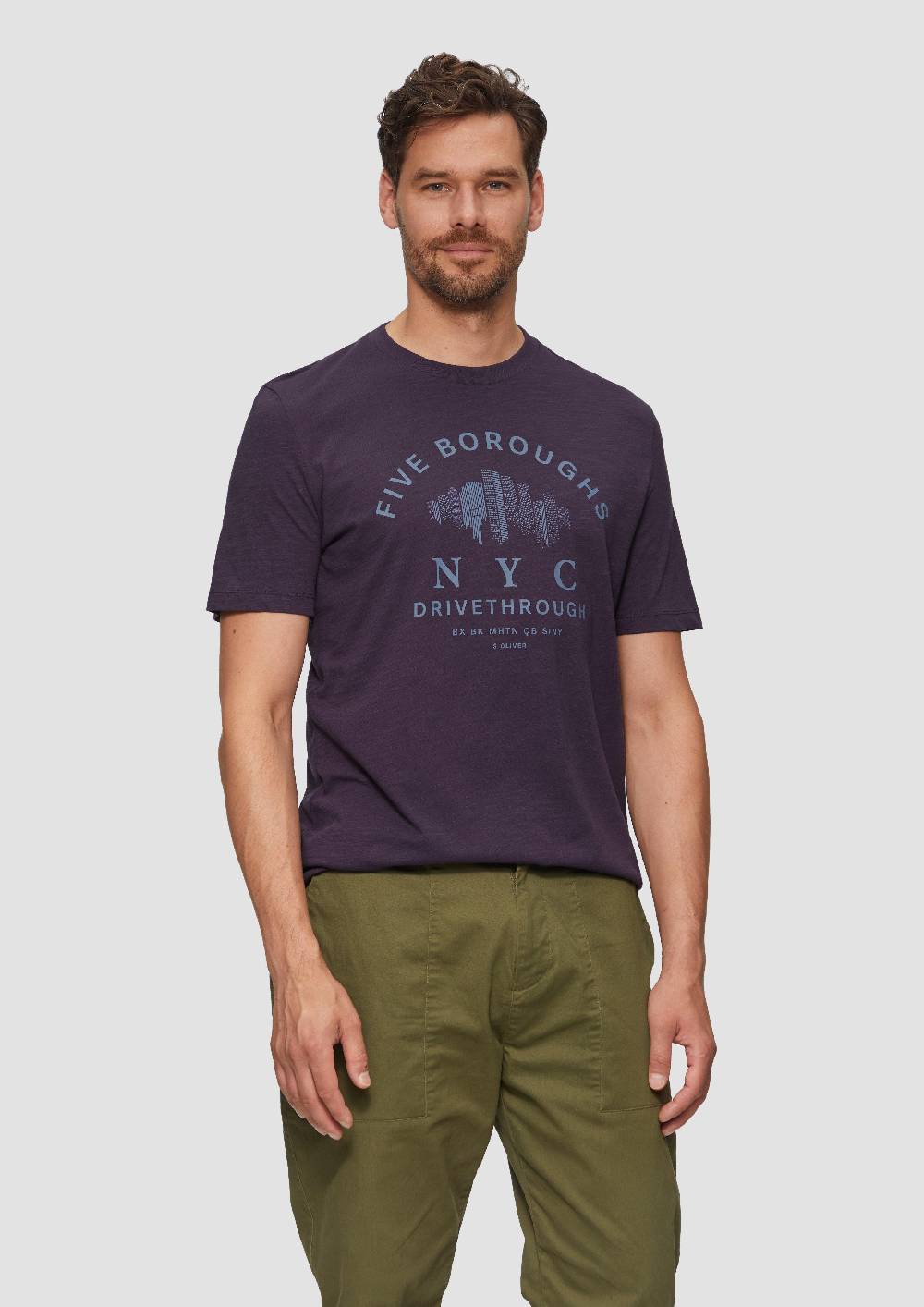 S.Oliver Printshirt Aus Baumwolle Mit Flammgarnstruktur