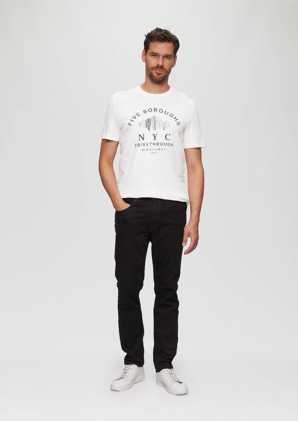 S.Oliver Printshirt Aus Baumwolle Mit Flammgarnstruktur