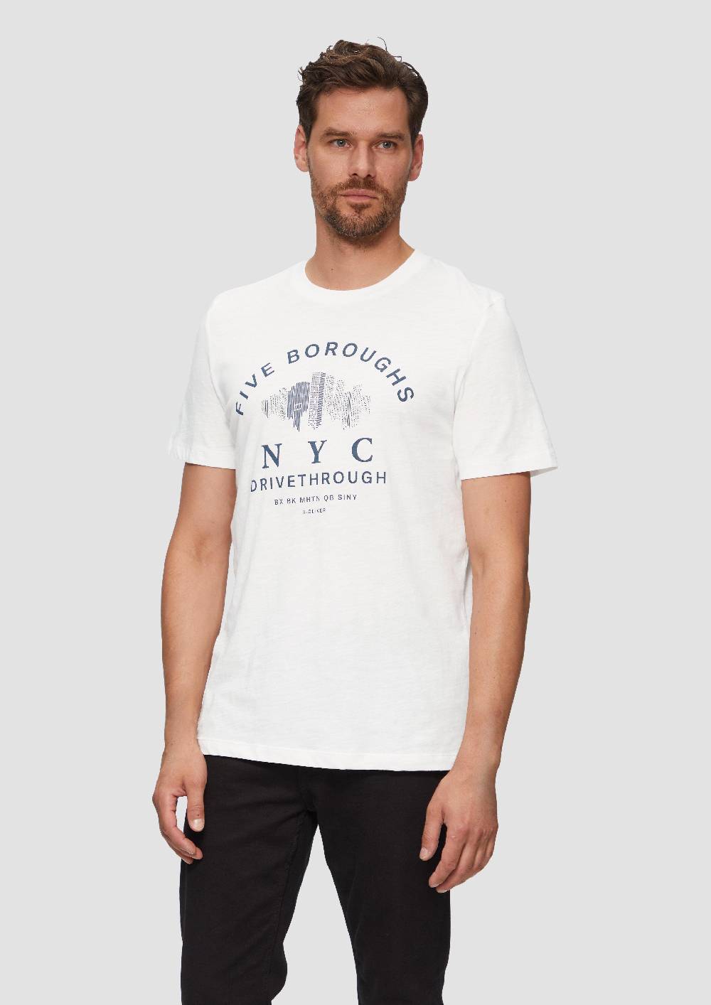 S.Oliver Printshirt Aus Baumwolle Mit Flammgarnstruktur