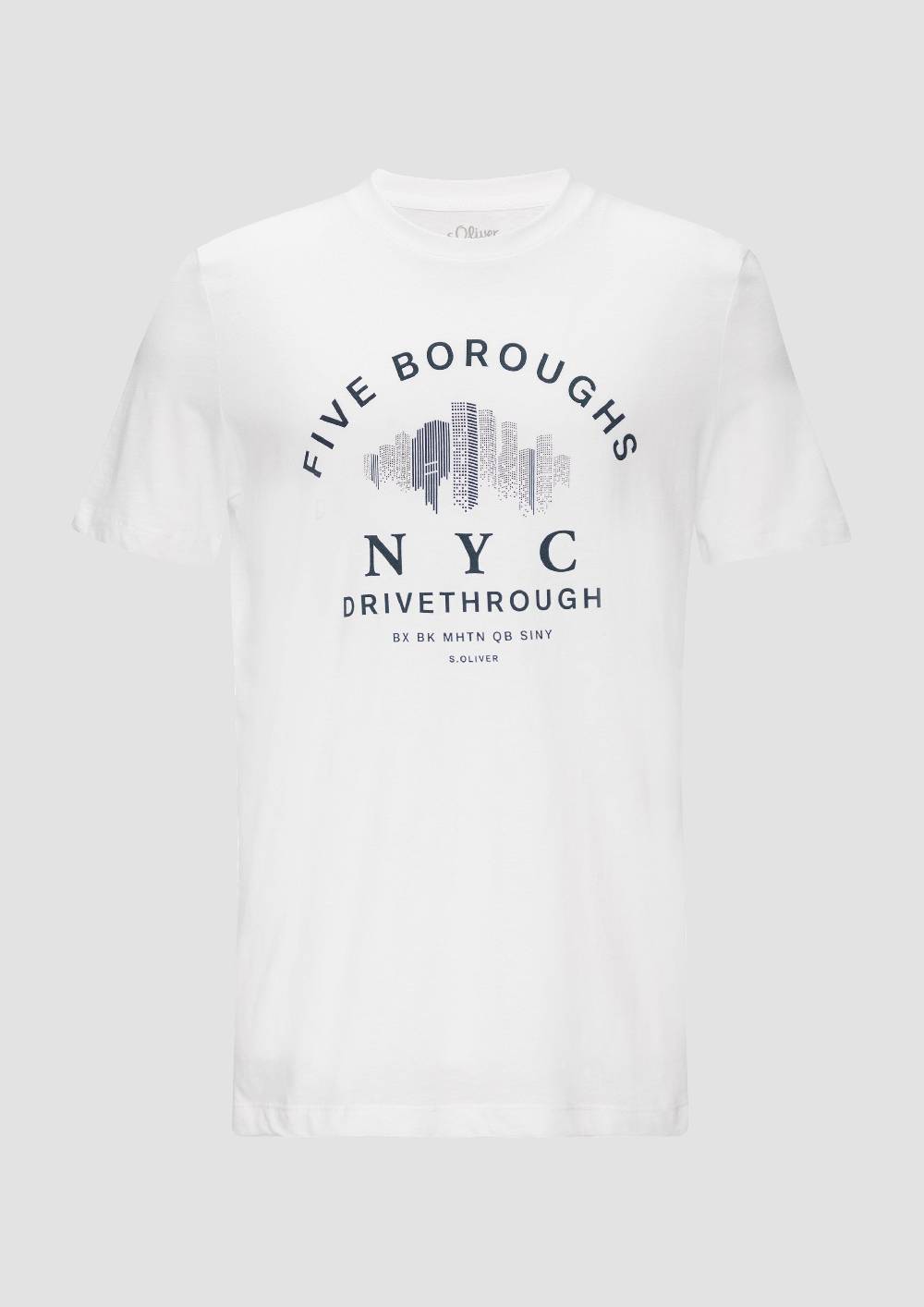 S.Oliver Printshirt Aus Baumwolle Mit Flammgarnstruktur