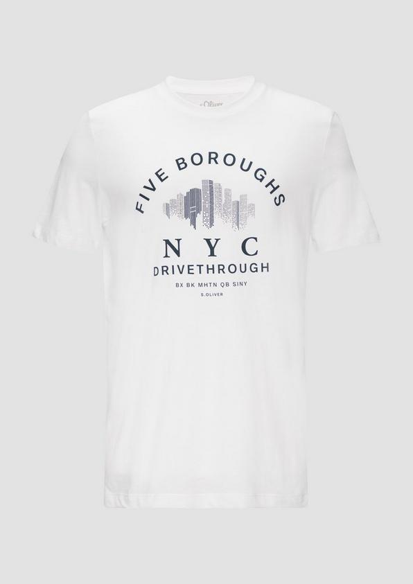 s.Oliver Printshirt aus Baumwolle mit Flammgarnstruktur