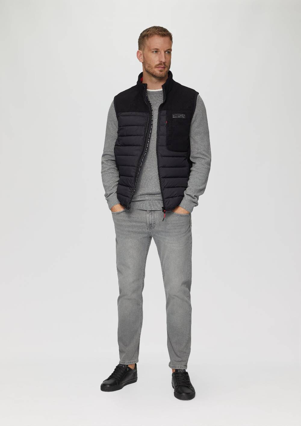 S.Oliver Pufferweste Im Fabricmix Mit Kontrast-Details