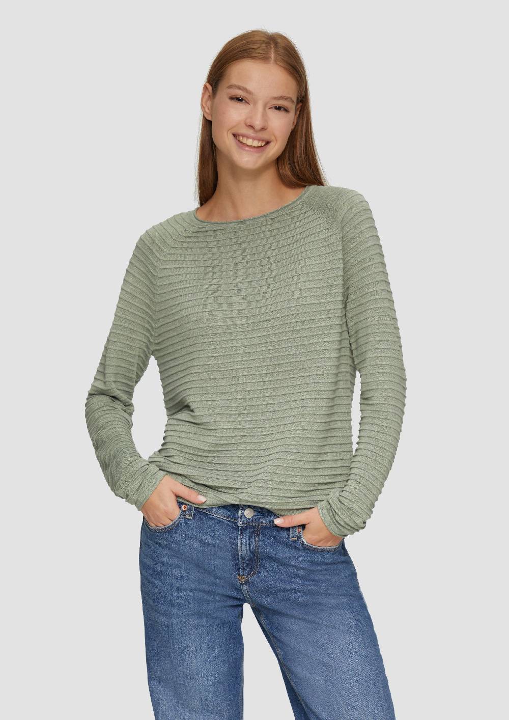S.Oliver Pullover Mit Strukturmuster Aus Viskosemix