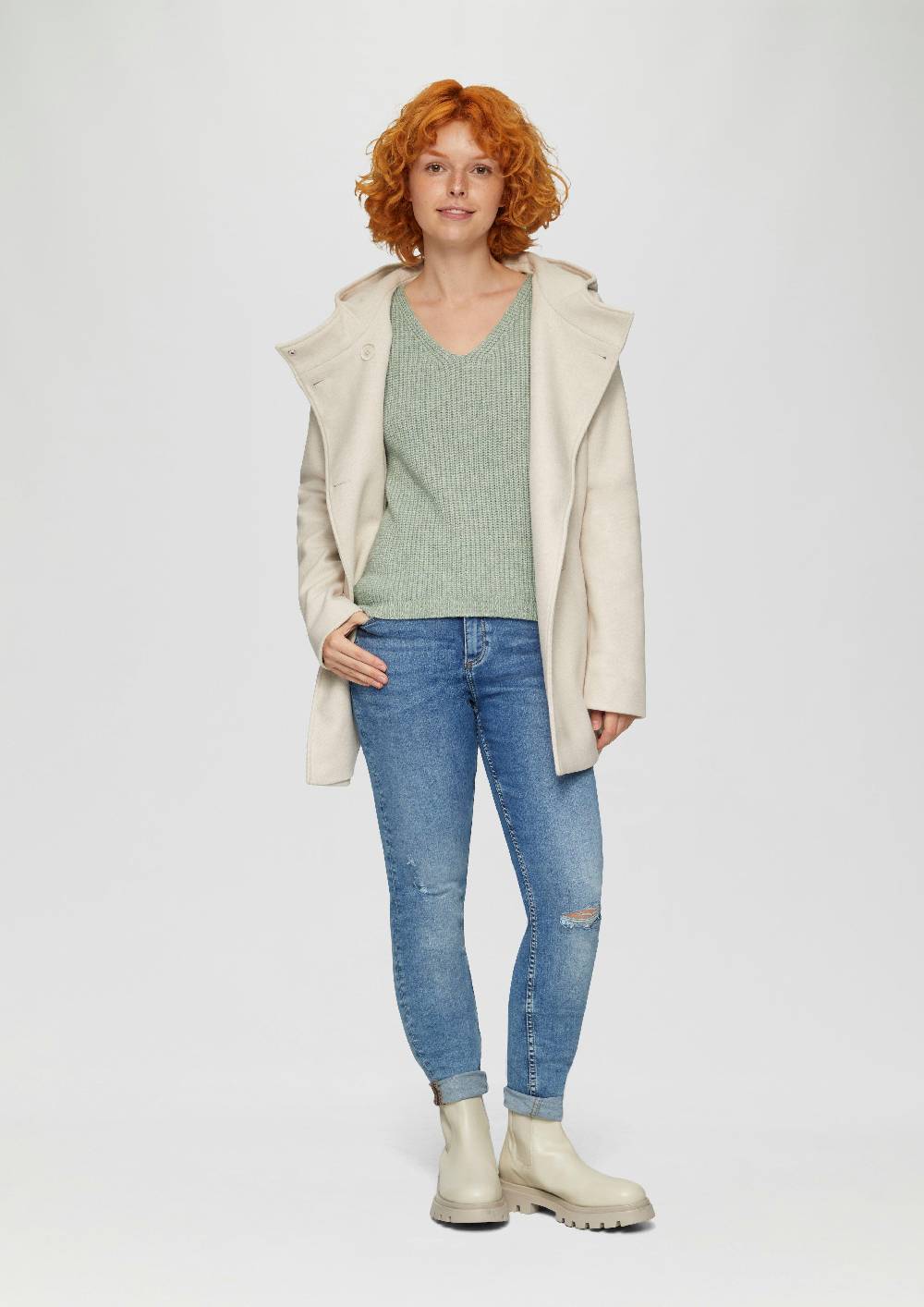 S.Oliver Pullover Mit überschnittenen Schultern In Melange-Optik