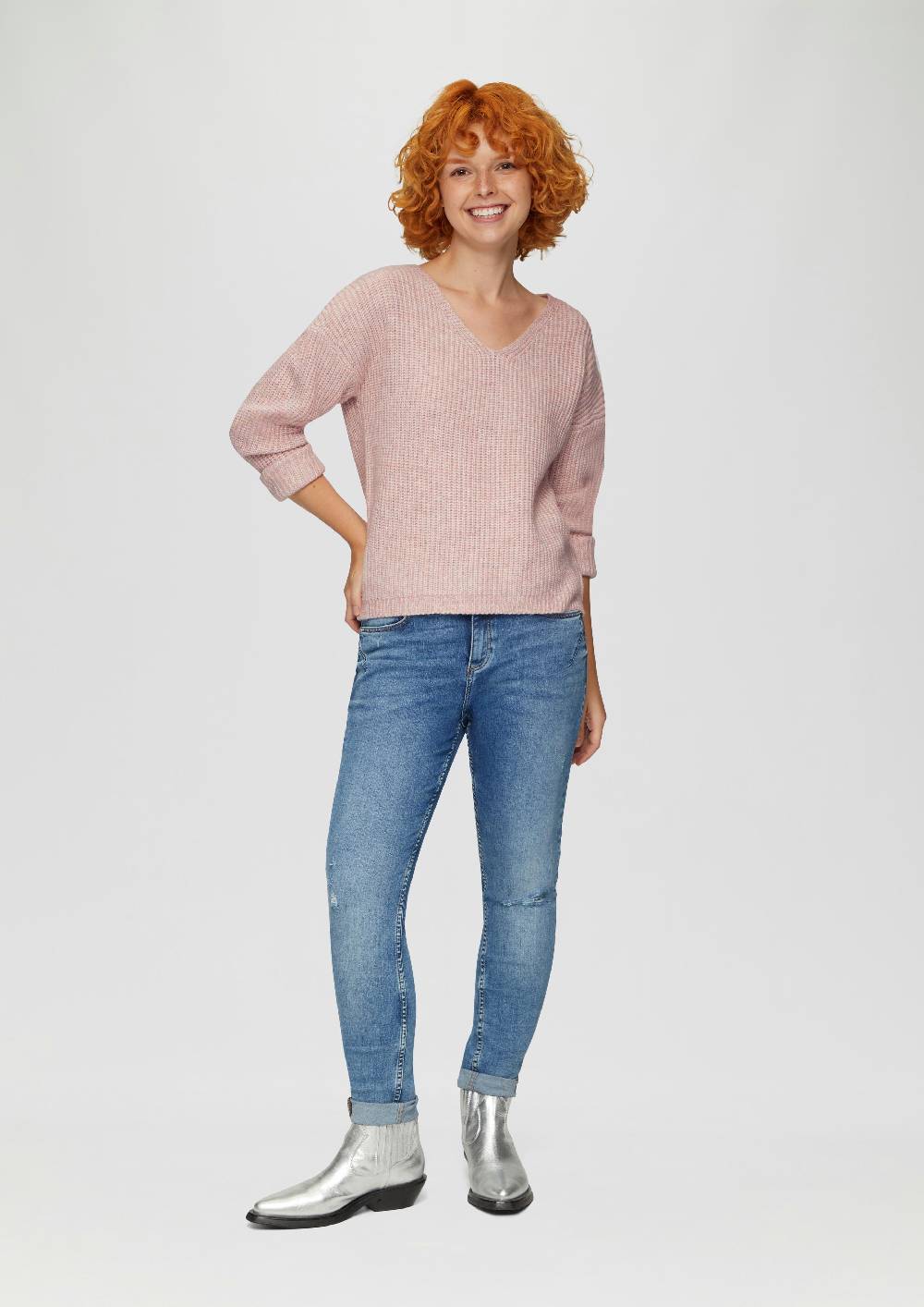 S.Oliver Pullover Mit überschnittenen Schultern In Melange-Optik