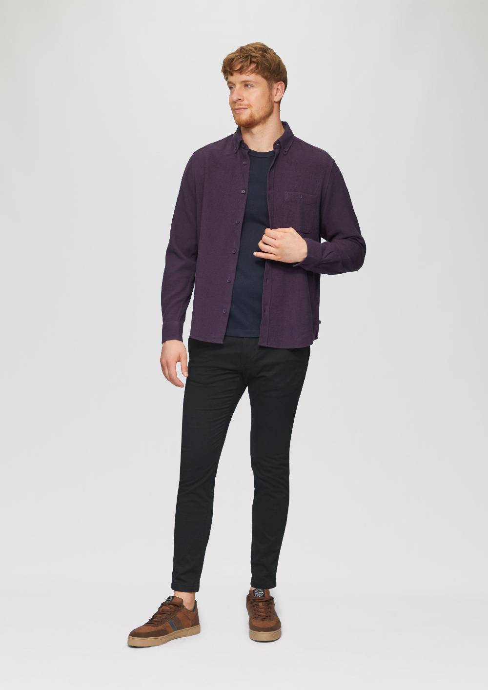 S.Oliver Regular Fit: Button-down-Hemd Aus Strukturware
