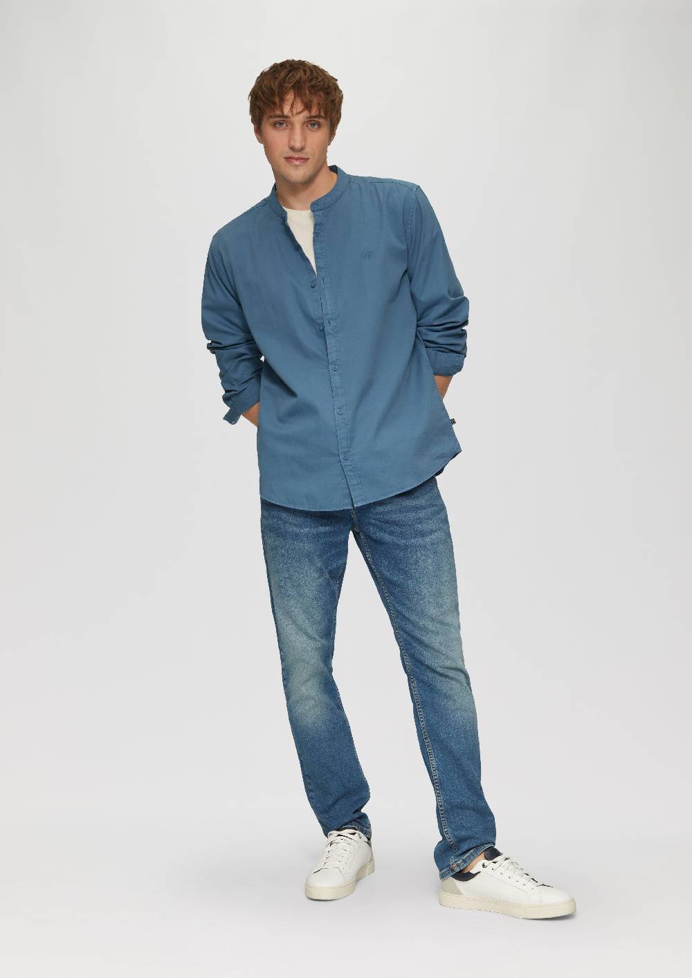 S.Oliver Regular Fit: Gewaschenes Hemd Mit Stickerei