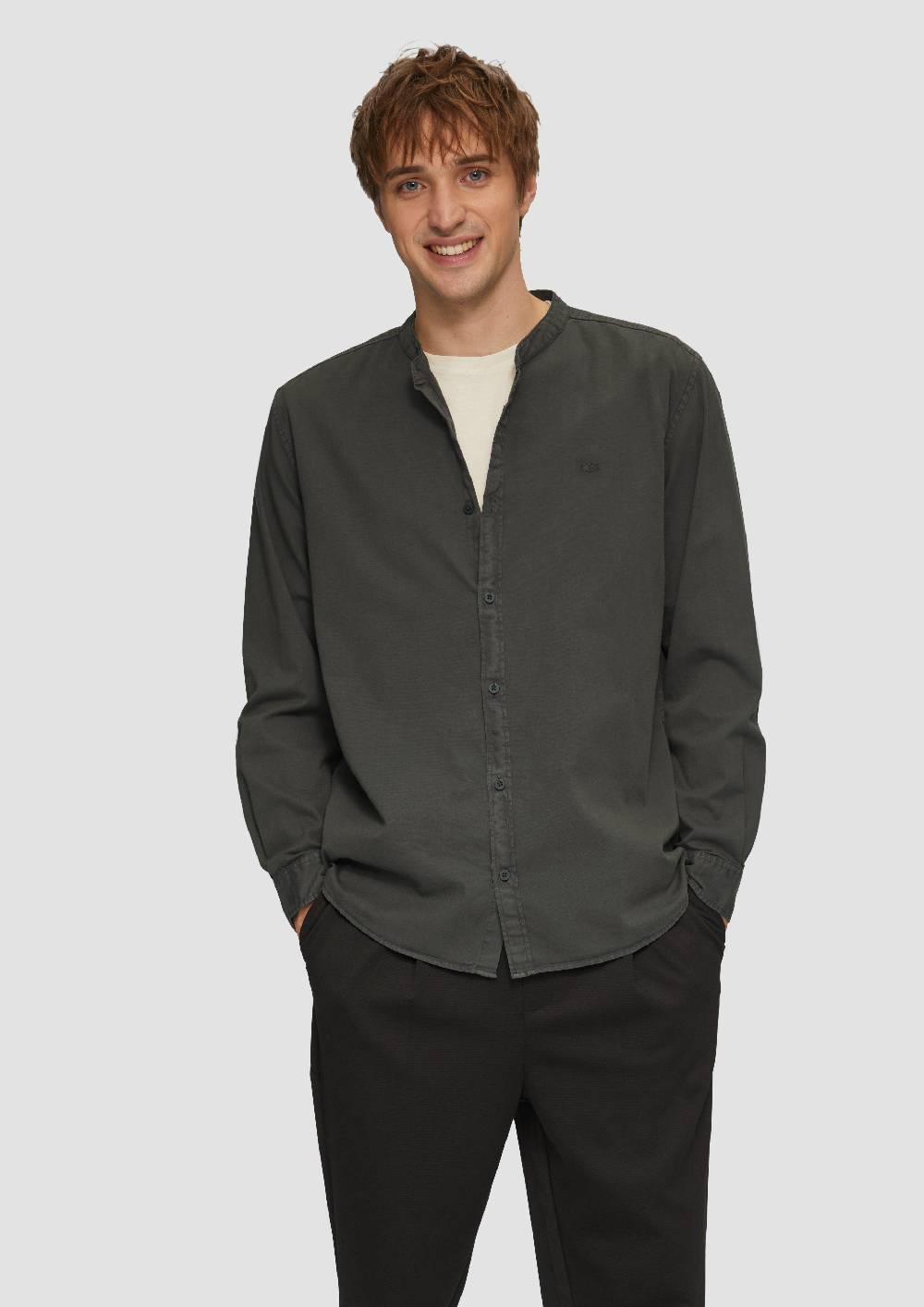 S.Oliver Regular Fit: Gewaschenes Hemd Mit Stickerei