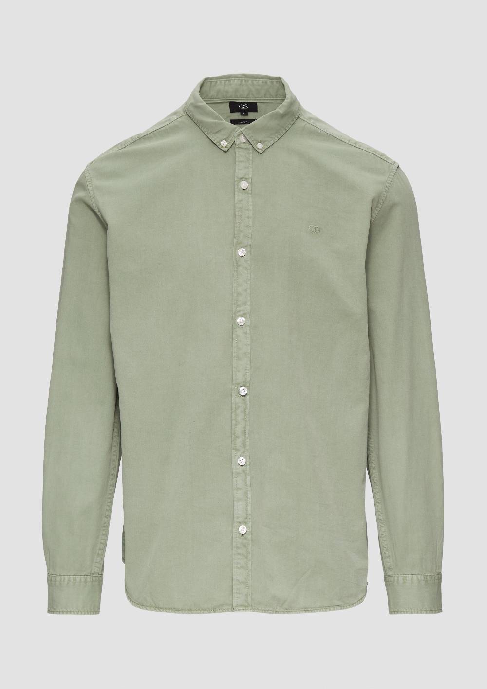 S.Oliver Regular Fit: Gewaschenes Twillhemd Mit Logostickerei