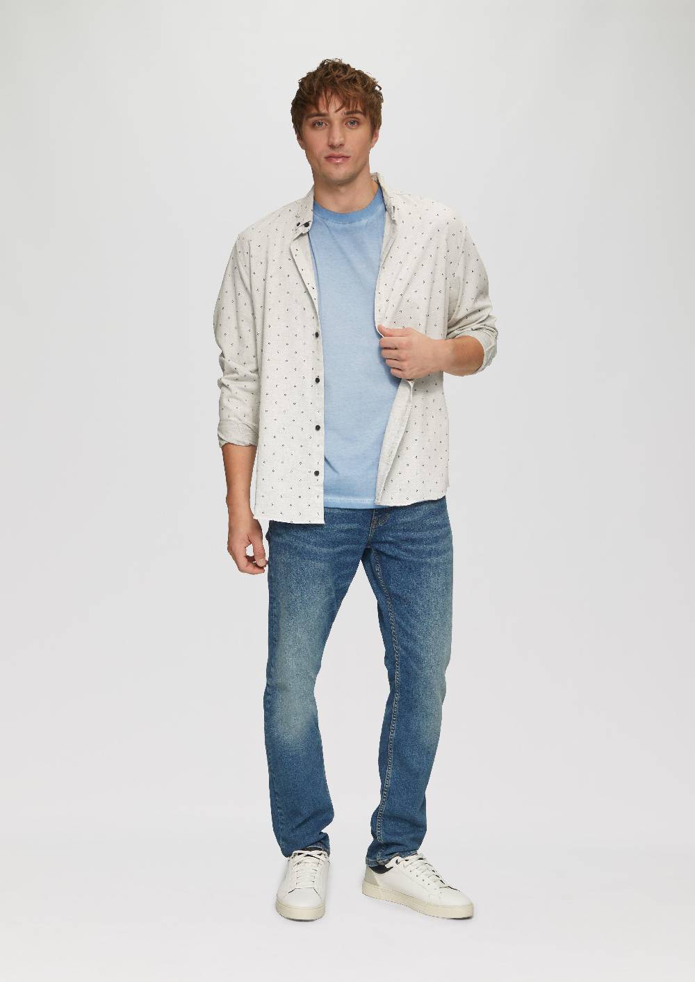 S.Oliver Regular Fit: Hemd Mit All-over-Print Und Button-Down-Kragen