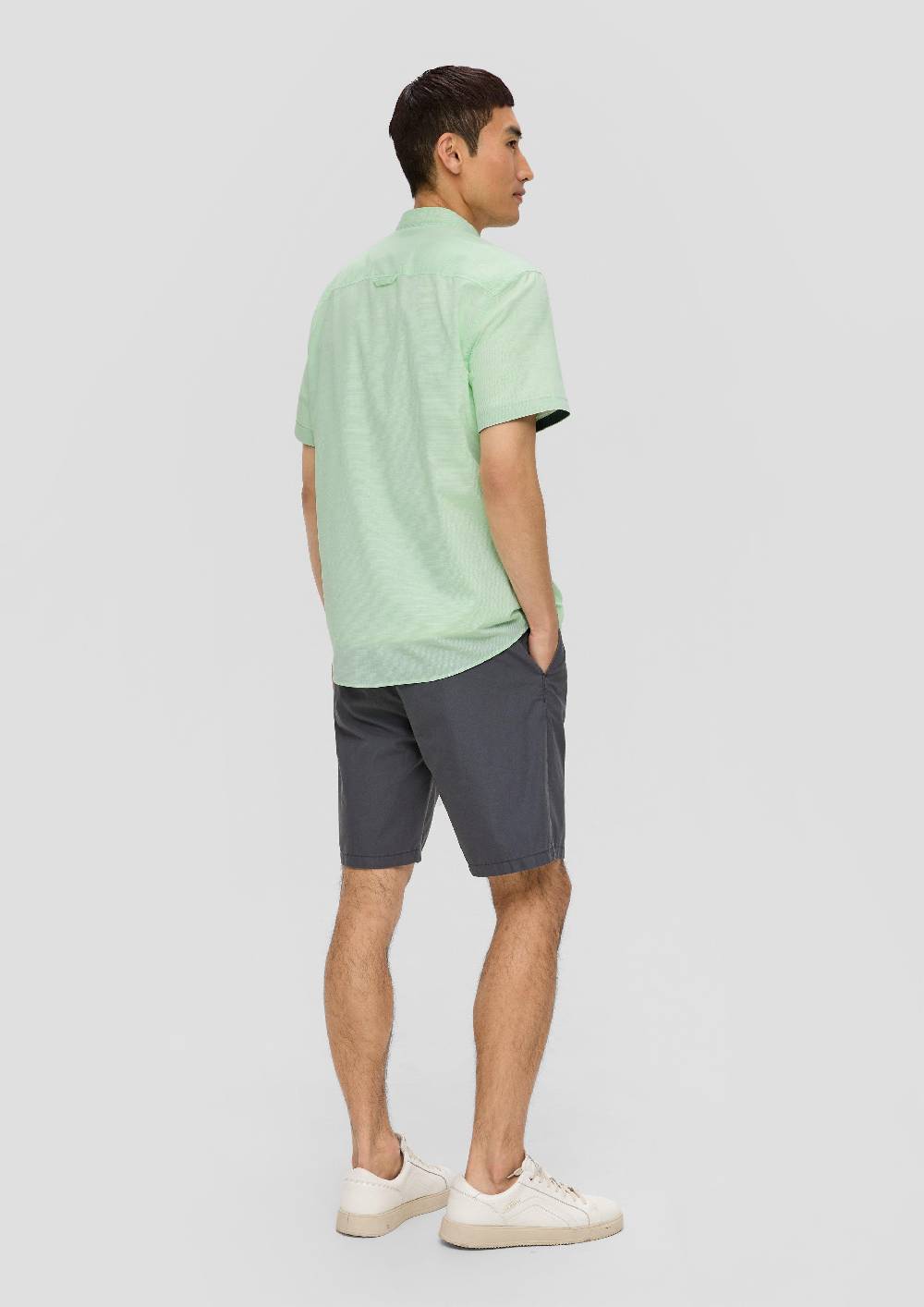 S.Oliver Regular Fit: Hemd Mit Stehkragen Aus Leichtem Strukturmaterial