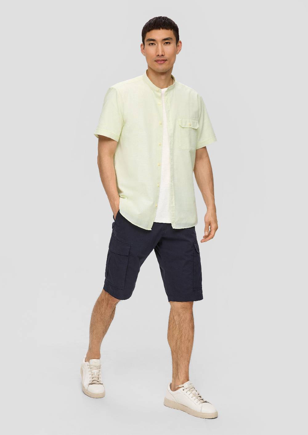 S.Oliver Regular Fit: Hemd Mit Stehkragen Aus Leichtem Strukturmaterial