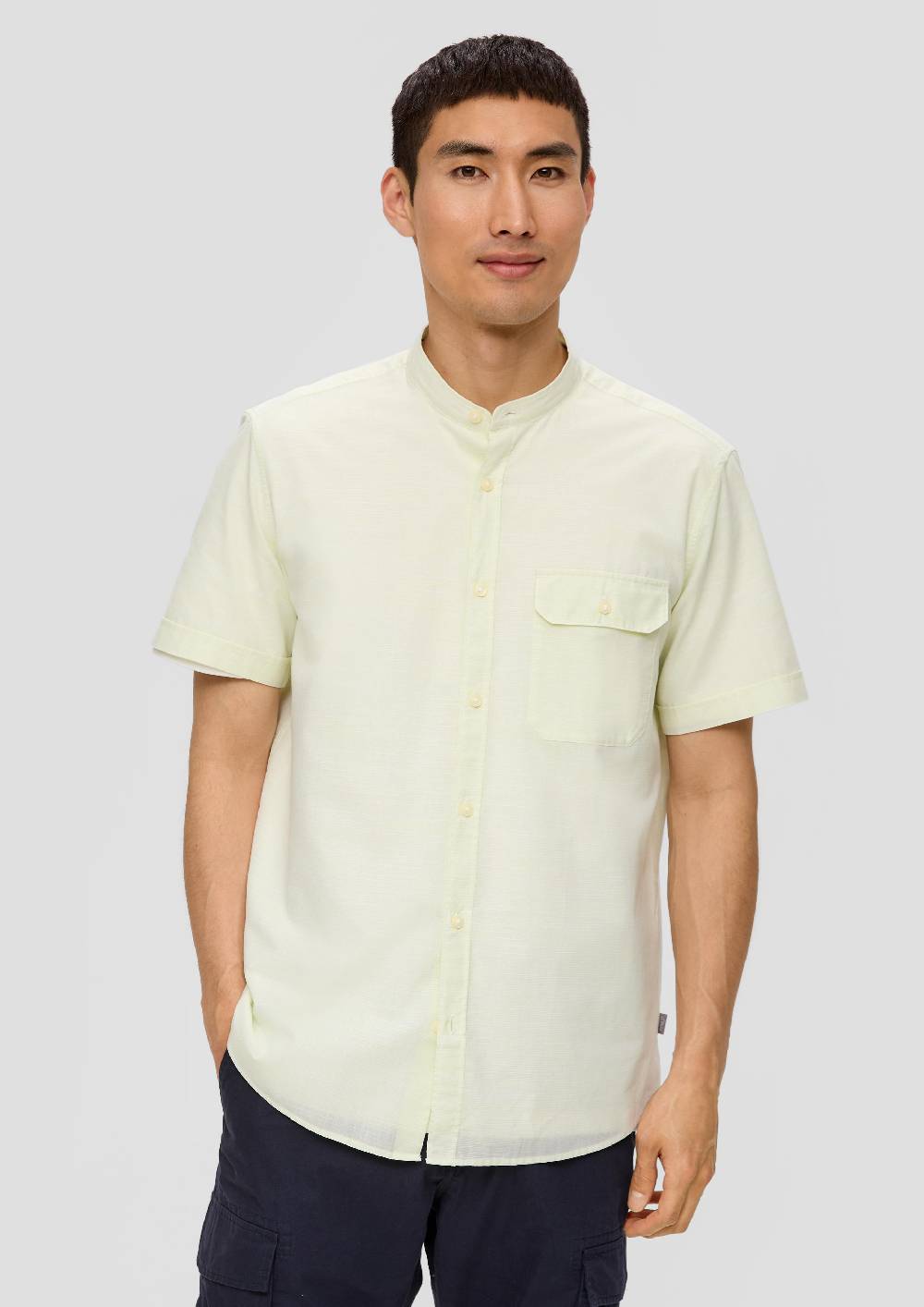 S.Oliver Regular Fit: Hemd Mit Stehkragen Aus Leichtem Strukturmaterial