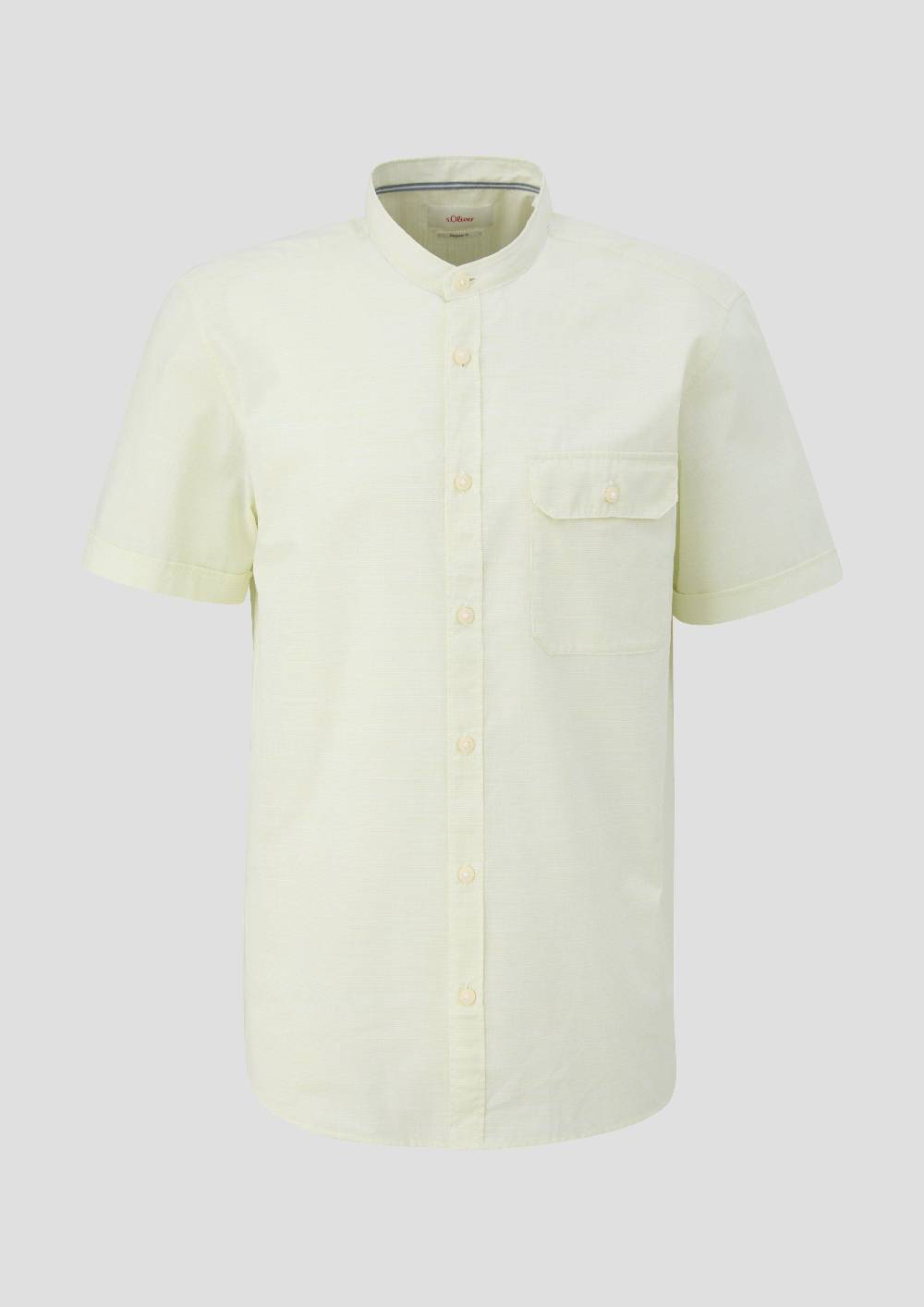 S.Oliver Regular Fit: Hemd Mit Stehkragen Aus Leichtem Strukturmaterial