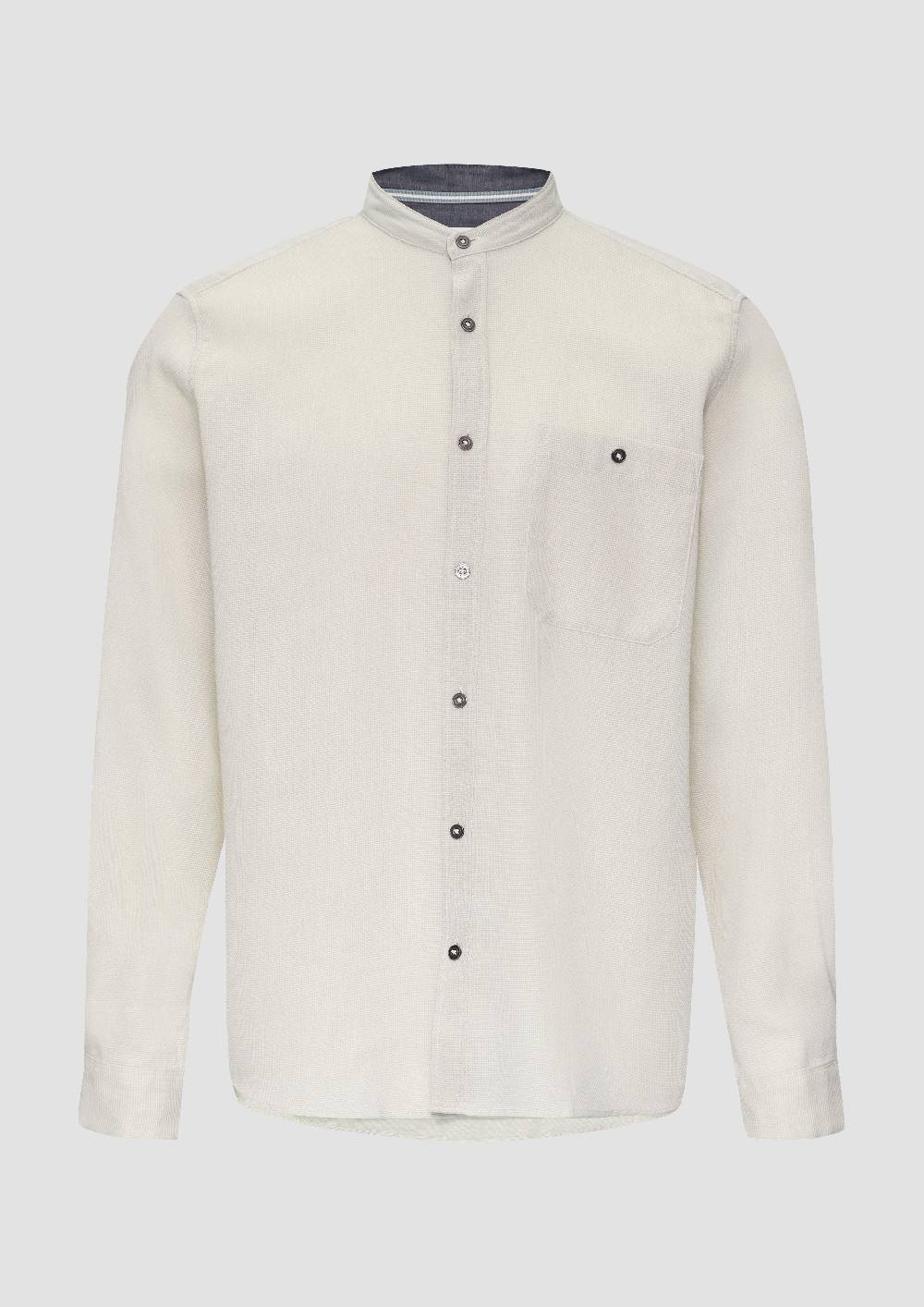 S.Oliver Regular Fit: Hemd Mit Stehkragen Und Strukurmuster