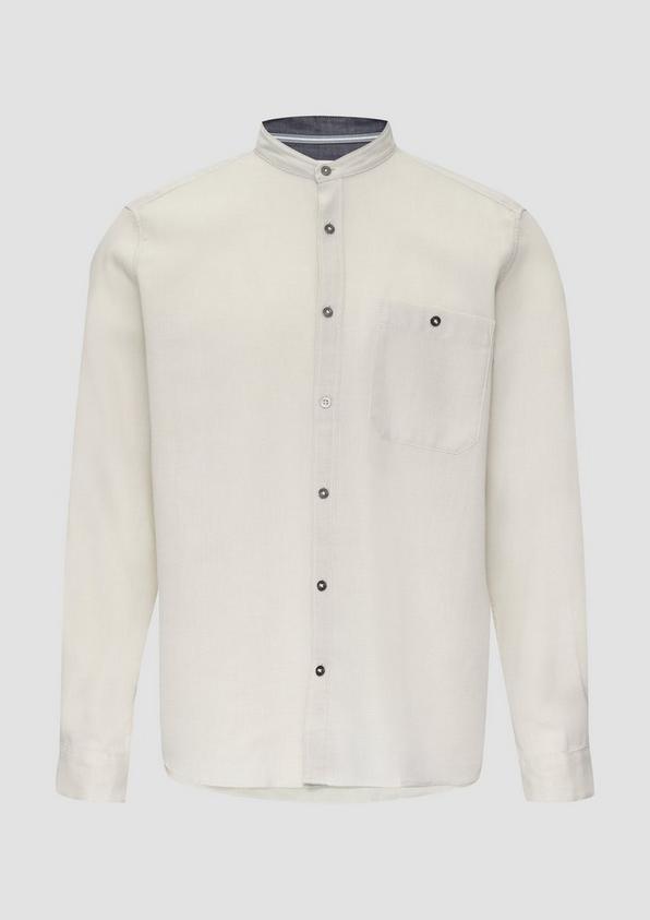 s.Oliver Regular Fit: Hemd mit Stehkragen und Strukurmuster
