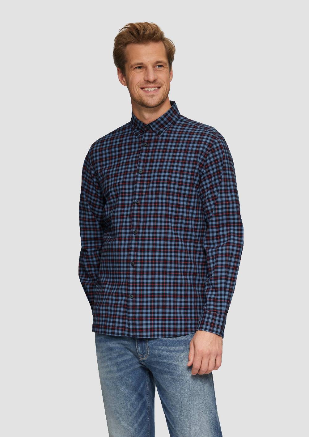 S.Oliver Regular Fit: Kariertes Hemd Mit Button-Down-Kragen