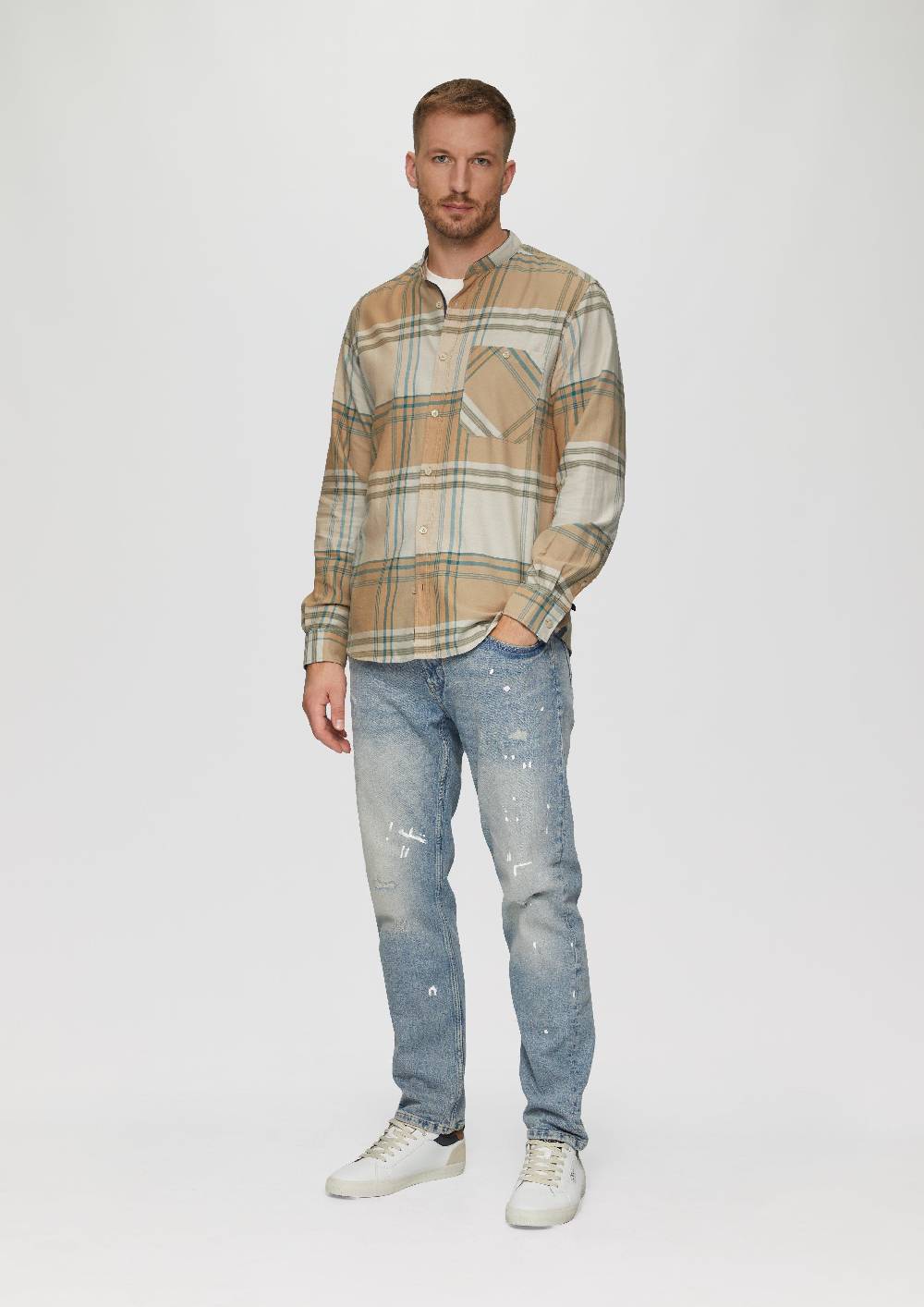 S.Oliver Regular Fit: Softes Karohemd Mit Stehkragen