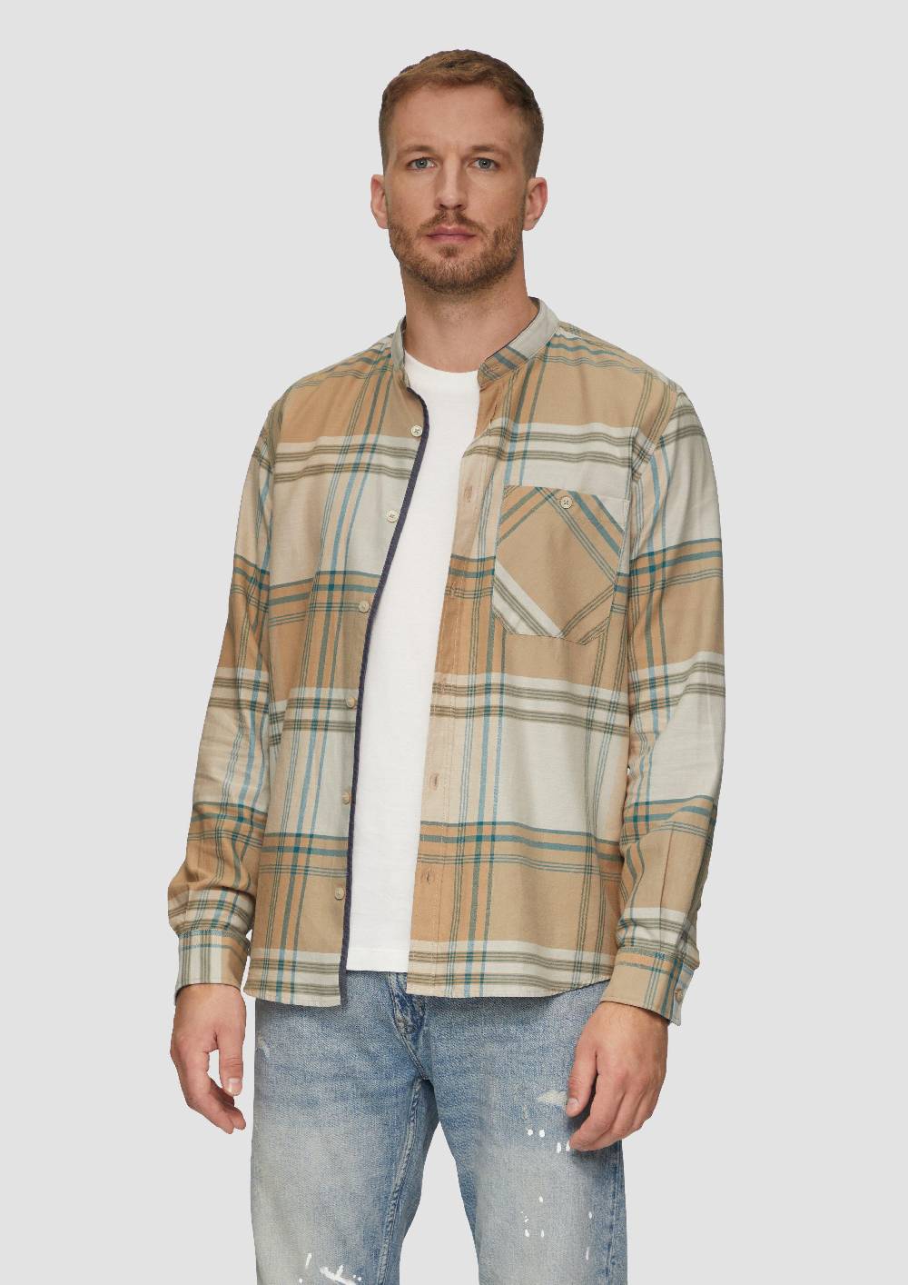 S.Oliver Regular Fit: Softes Karohemd Mit Stehkragen