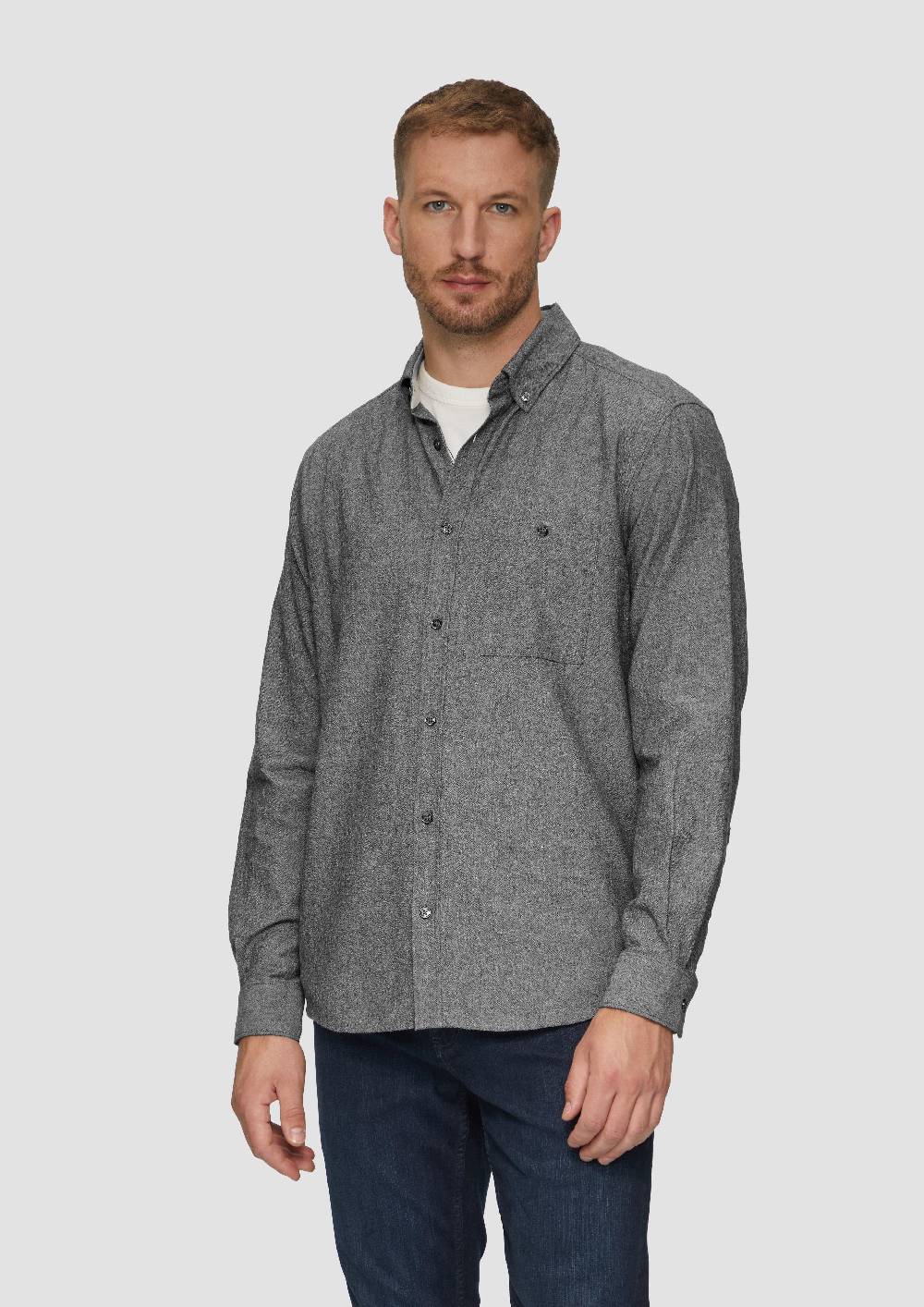S.Oliver Regular Fit: Strukturiertes Hemd Mit Button-Down-Kragen