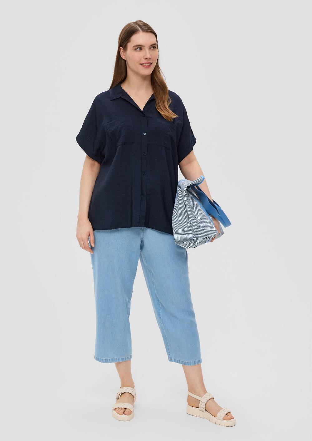 S.Oliver Relaxed Fit-Bluse Aus Viskosemix Mit Brusttaschen