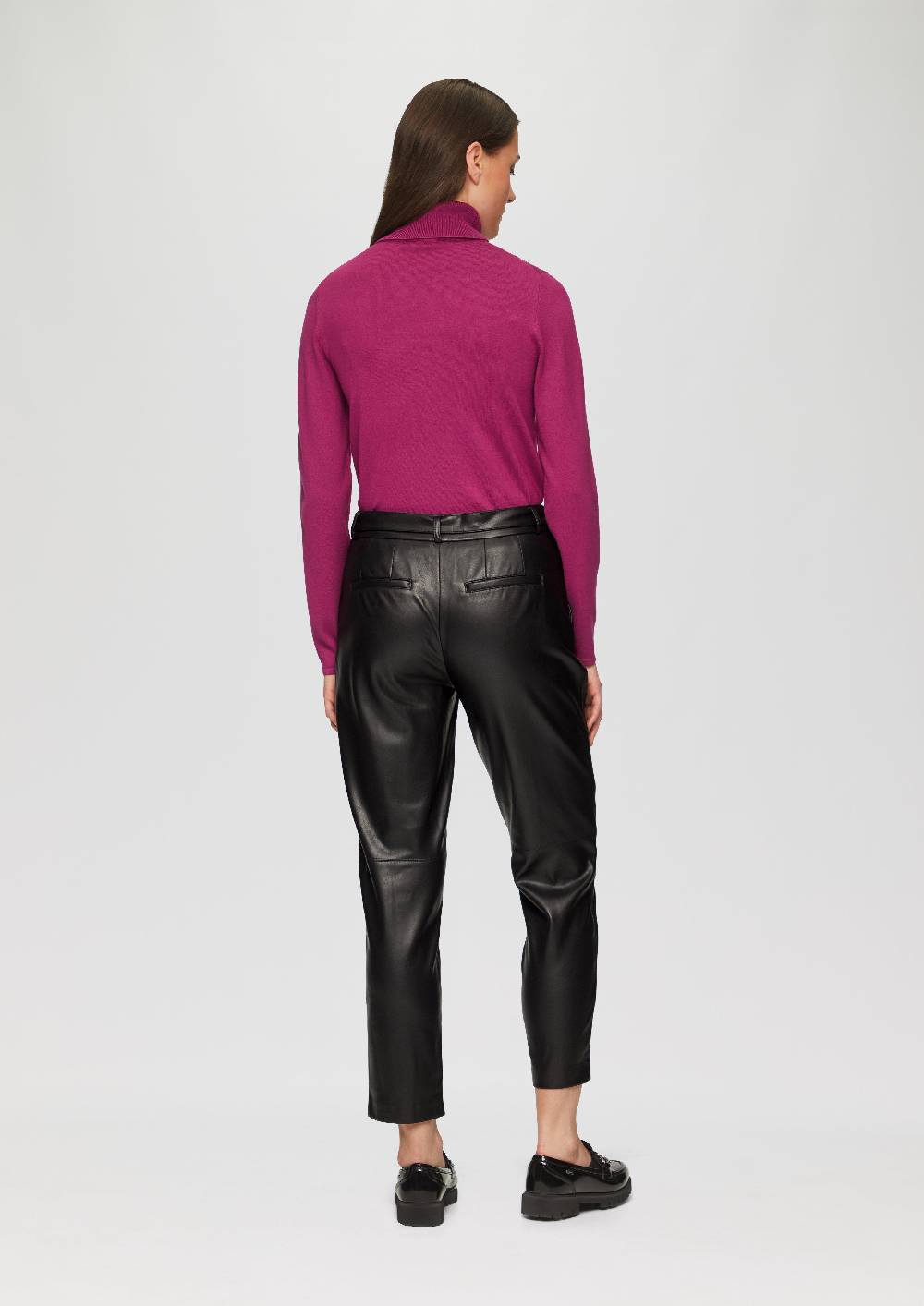 S.Oliver Relaxte Cigarette Pants Aus Kunstleder Mit Gürtel