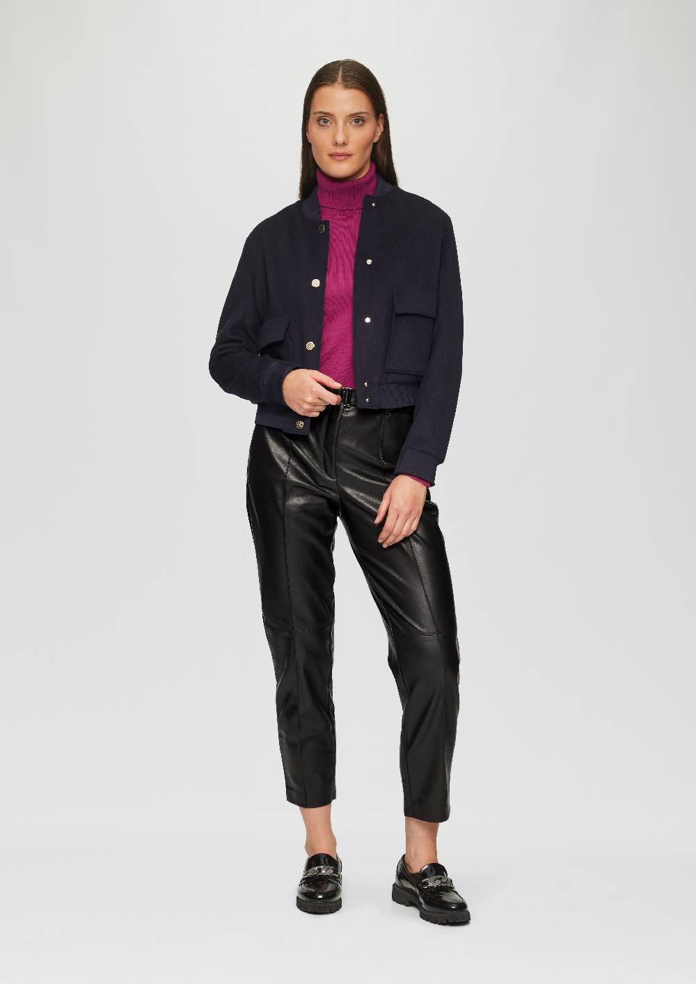 S.Oliver Relaxte Cigarette Pants Aus Kunstleder Mit Gürtel