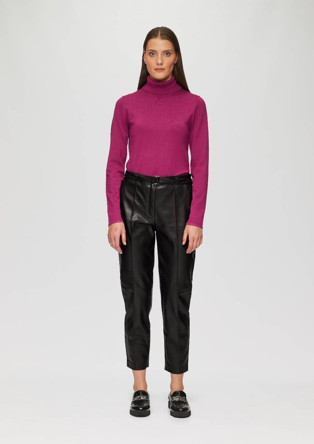 S.Oliver Relaxte Cigarette Pants Aus Kunstleder Mit Gürtel