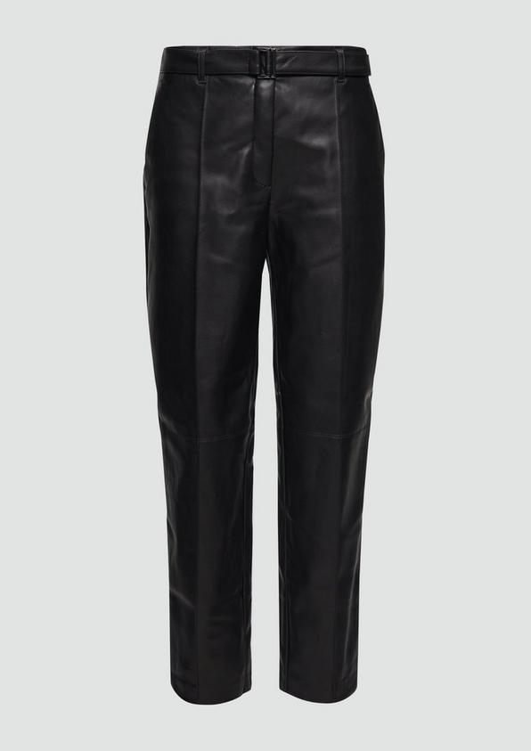 s.Oliver Relaxte Cigarette Pants aus Kunstleder mit Gürtel