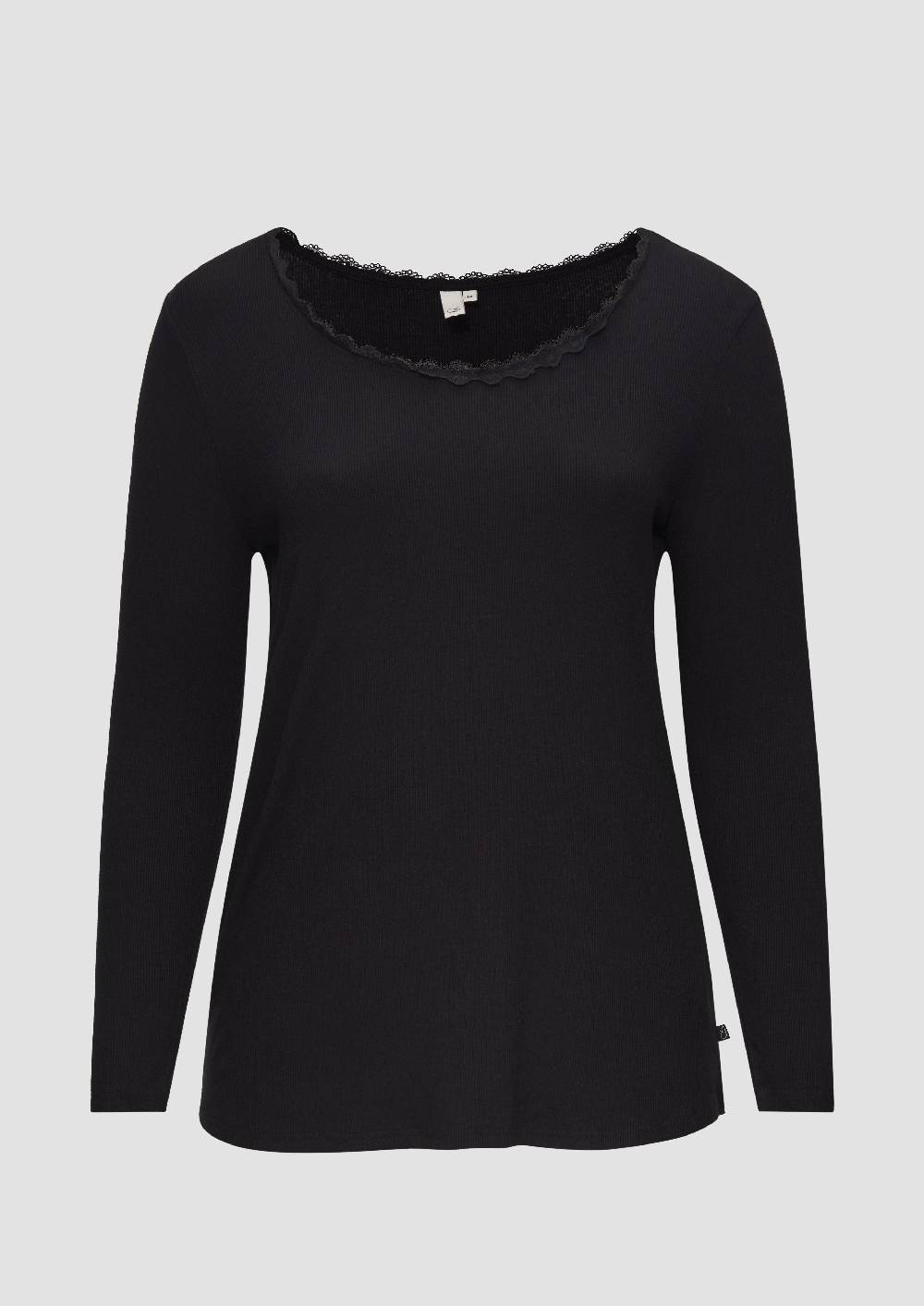 S.Oliver Rippshirt Aus Viskosemix Mit Spitzendetail