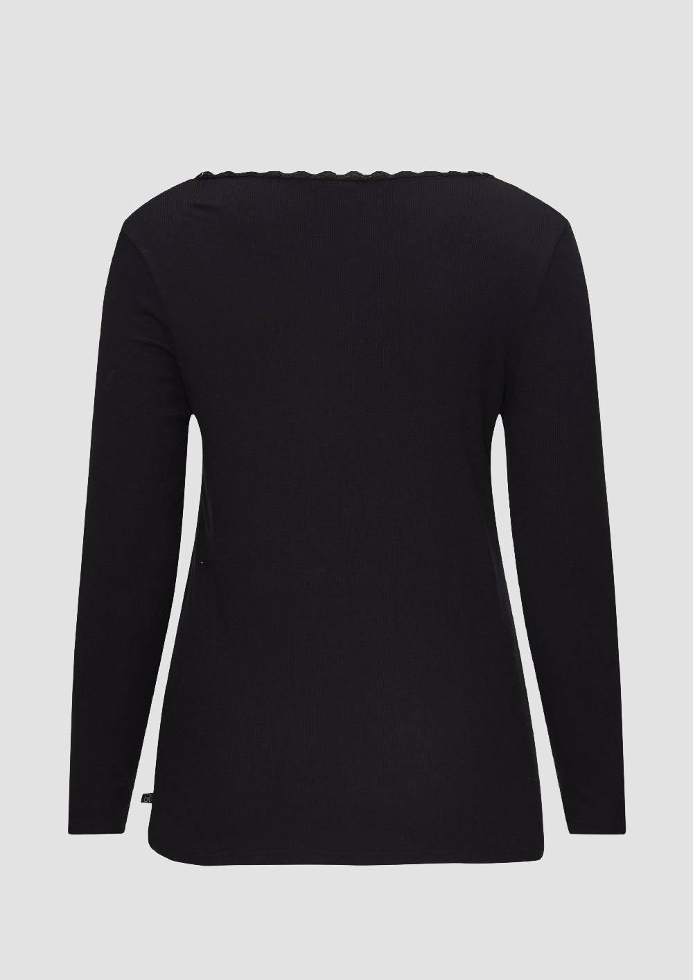 S.Oliver Rippshirt Aus Viskosemix Mit Spitzendetail