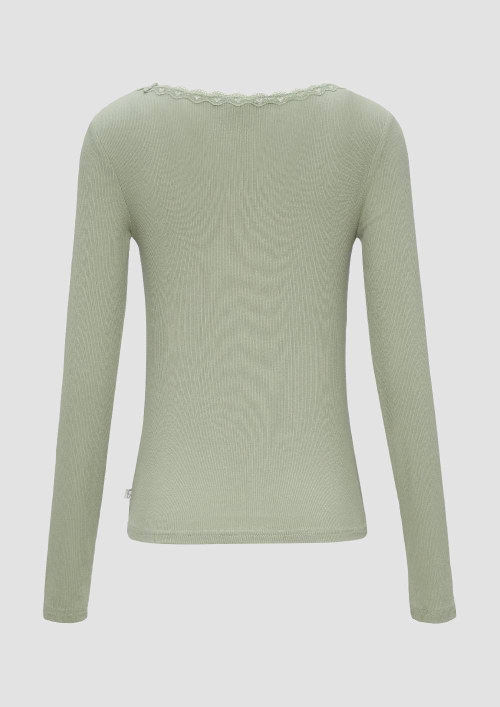 S.Oliver Rippshirt Aus Viskosemix Mit Spitzendetail