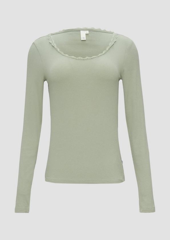 s.Oliver Rippshirt aus Viskosemix mit Spitzendetail